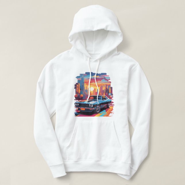 Car and sun weak up in the city  hoodie (Design vorne)