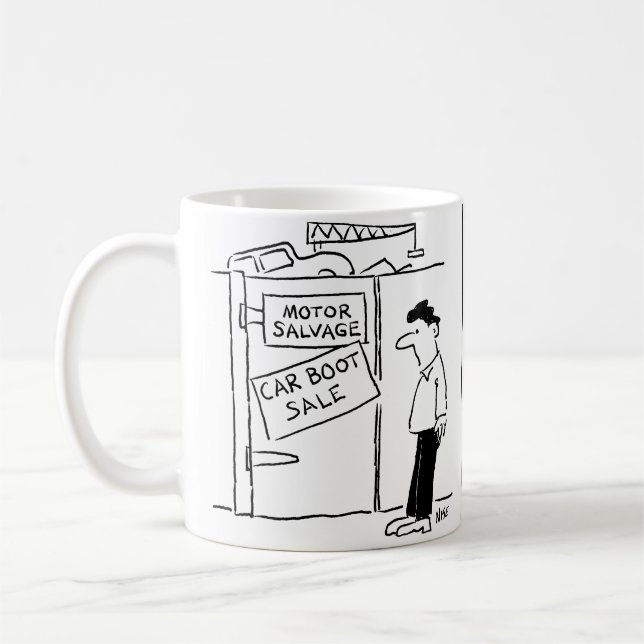 Car Breakers Scrapyard Car Boot Sale Cartoon Kaffeetasse (Links)