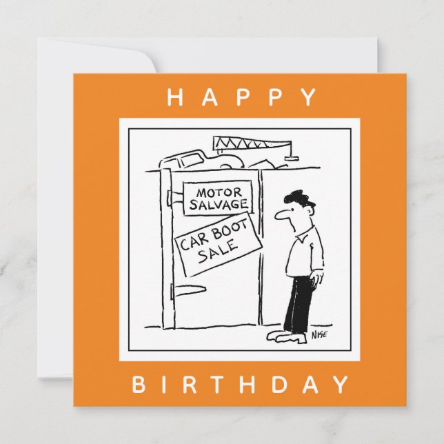 Car Breakers Scrapyard Car Boot Sale Cartoon Karte (Vorderseite)