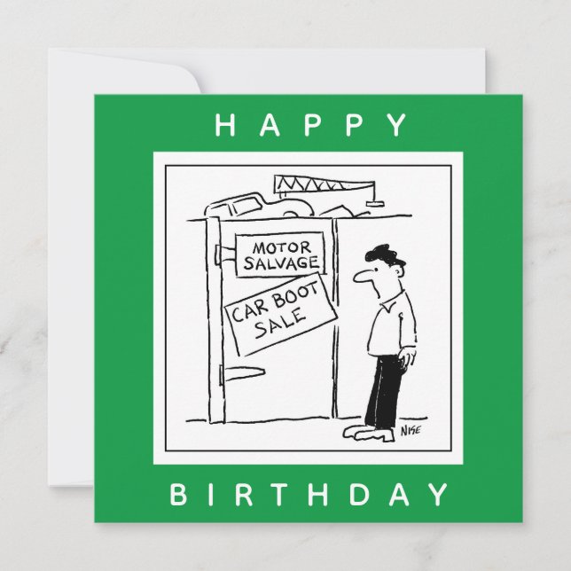 Car Breakers Scrapyard Car Boot Sale Cartoon Karte (Vorderseite)