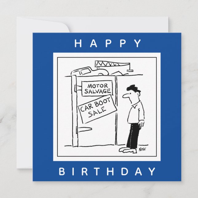 Car Breakers Scrapyard Car Boot Sale Cartoon Karte (Vorderseite)