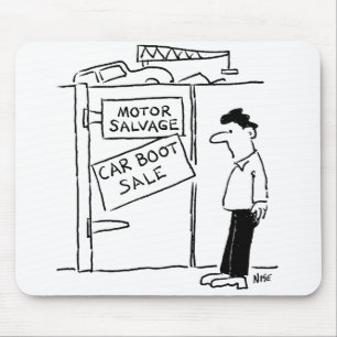 Car Breakers Scrapyard Car Boot Sale Cartoon Mousepad