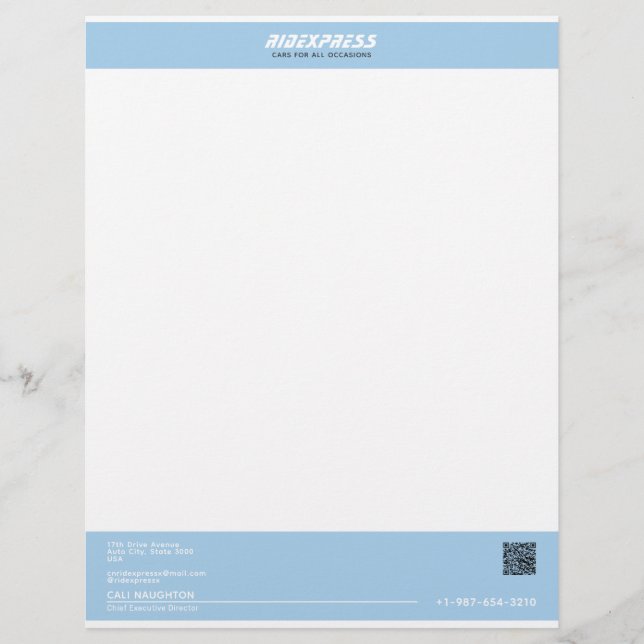 Car Business Blue Briefbogen (Vorderseite)