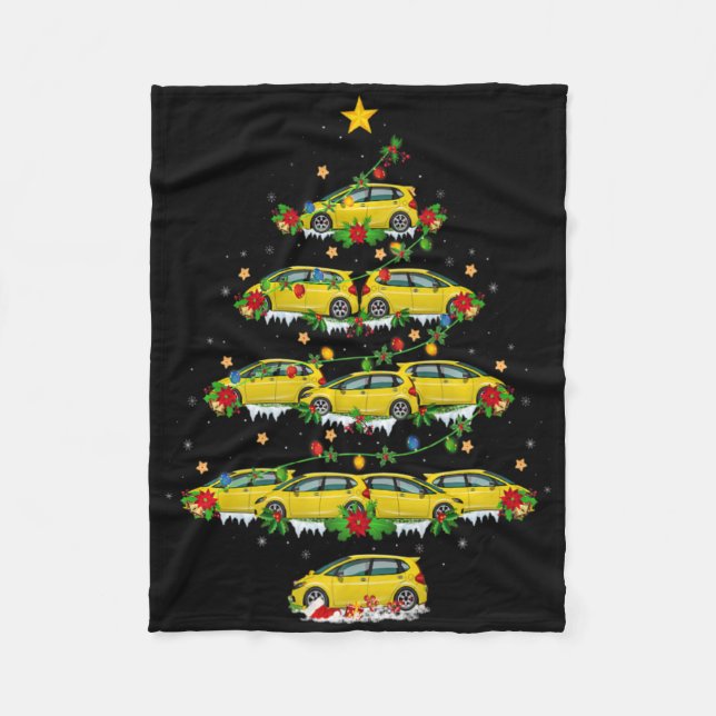 Car Christmas Tree Lights Santa Car Xmas T Shirt  Fleecedecke (Vorderseite)
