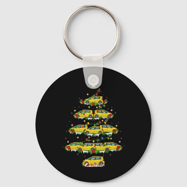 Car Christmas Tree Lights Santa Car Xmas T Shirt  Schlüsselanhänger (Vorderseite)