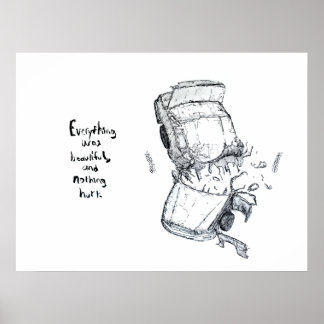 Car Crash Illustration mit Kurt Vonnegut Zitat Poster