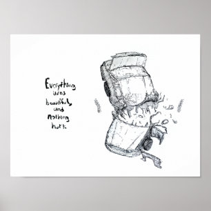 Car Crash Illustration mit Kurt Vonnegut Zitat Poster