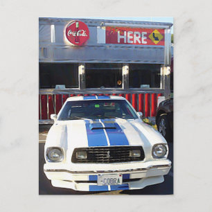 Car Cruise Night in Diner Postkarte