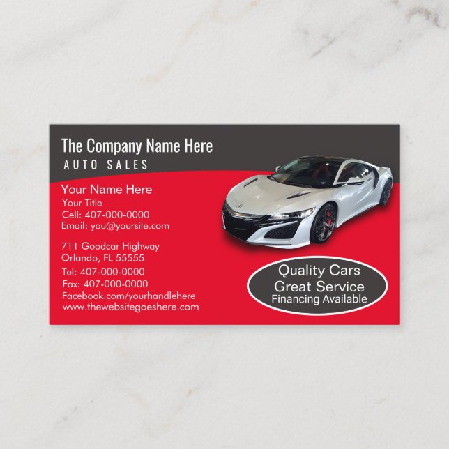 Car Dealership-Auto Sales Associate Business Card Visitenkarte (Vorderseite)