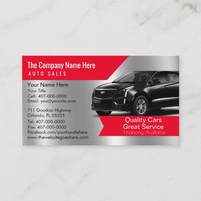 Car Dealership-Auto Sales Associate Business Card Visitenkarte (Vorderseite)