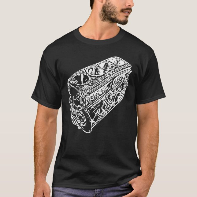Car Engine Block Cylinder Displacement Fan gift T-Shirt (Vorderseite)