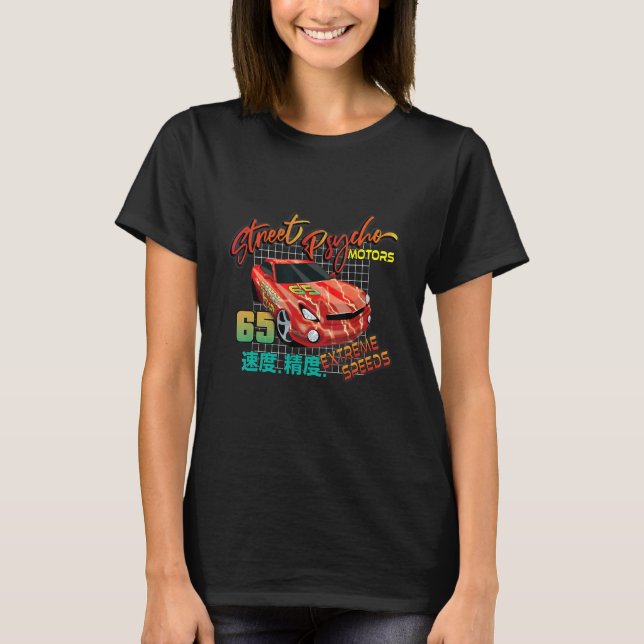 Car Fanatic Red Lightning 64 Street Psycho Motors T-Shirt (Vorderseite)