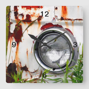 Car Headlight Wall Clock Quadratische Wanduhr