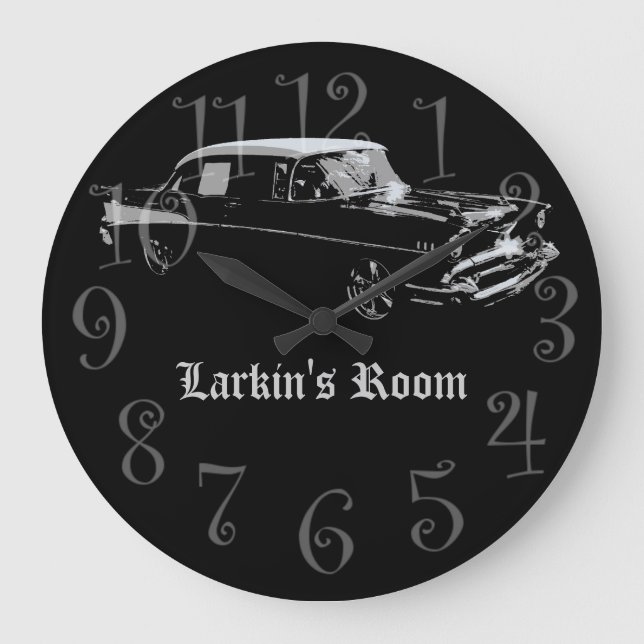 Car Individuelle Name Clock Große Wanduhr (Vorderseite)