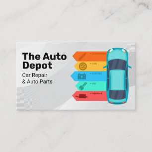 Car Infografik   Auto Parts Services Visitenkarte