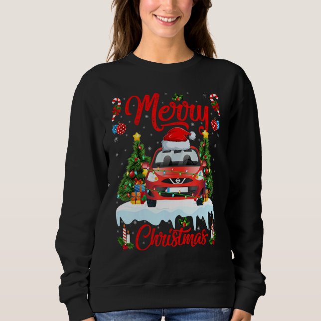 Car  Lights Xmas Tree Santa Car Christmas 1 Sweatshirt (Vorderseite)