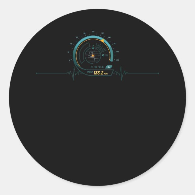 Car Lover Racing Speedometer Heartbeat Runder Aufkleber (Vorderseite)