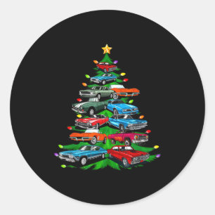 Car Madness Weihnachtsbaum -clic Muscle And Hotrod Runder Aufkleber