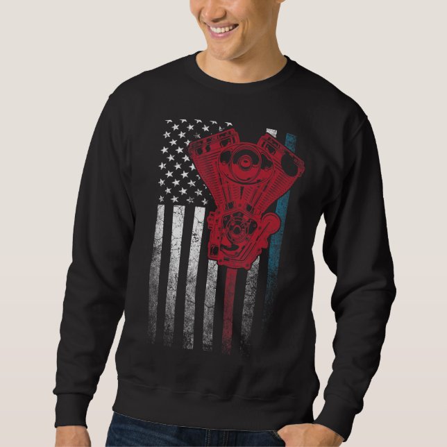 Car Mechanic 4. Juli Amerikanische Flagge USA Sweatshirt (Vorderseite)