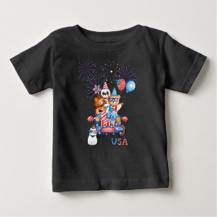 Car Panda Bear & Lion am 4. Juli Baby T-shirt