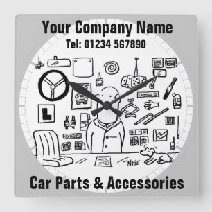 Car Parts & Accessories Quadratische Wanduhr