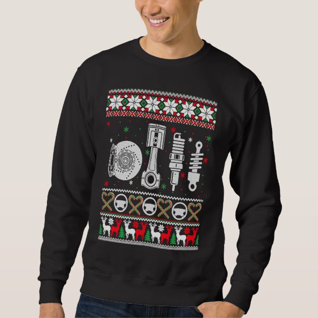 Car Parts Ugly Christmas Sweater Sweatshirt (Vorderseite)