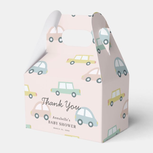 Car Pattern Pink Girl Baby Dusche Box Geschenkschachtel (Vorderseite)