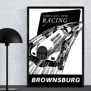 Car racing Brownsburg Indiana Vintag Motorsport Poster