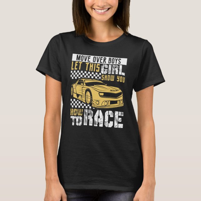 Car Racing Checkered Flag Automobile Female Motor  T-Shirt (Vorderseite)