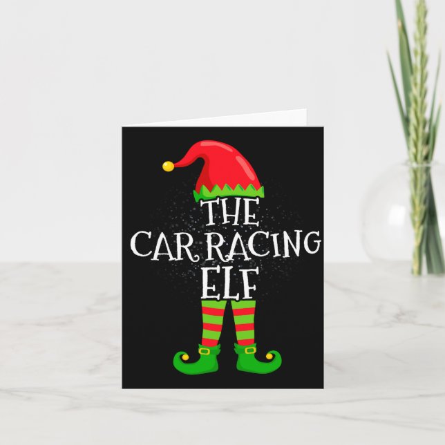 Car Racing Elf Family Matching Christmas Group  Karte (Vorderseite)