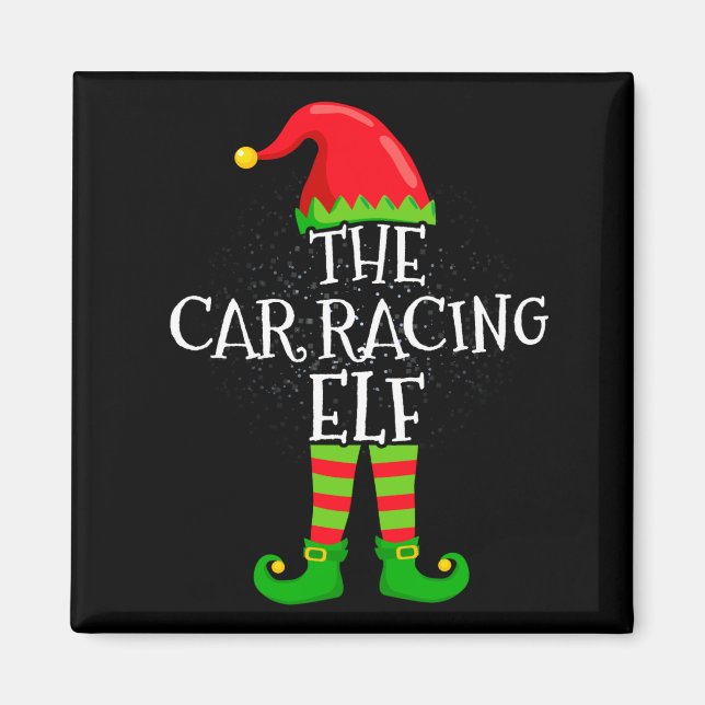 Car Racing Elf Family Matching Christmas Group  Magnet (Vorne)