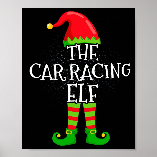 Car Racing Elf Family Matching Christmas Group  Poster (Vorne)