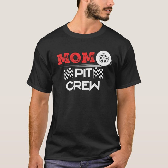 Car Racing Matching Geschenk Mama Pit Crew T-Shirt (Vorderseite)