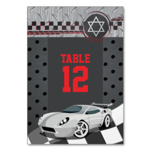 Car Racing Racecar Bar Mitzvah Tischnummer