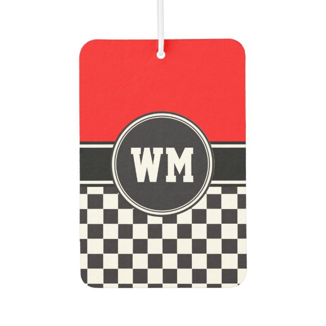 Car Racing / Schachmuster + Ihr Backgr. Ideen Autolufterfrischer (Vorderseite)