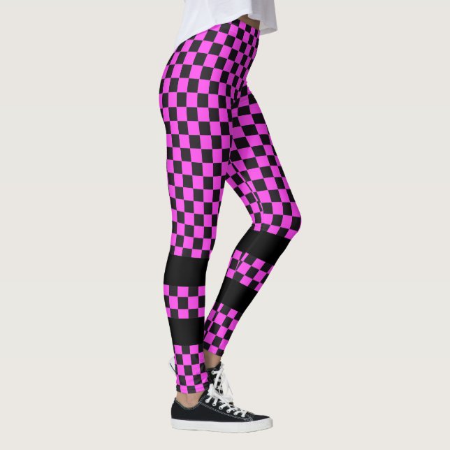 Car Racing / Schachmuster + Ihr Backgr. Ideen Leggings (Rechts)