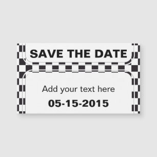 Car Racing / Schachmuster + Ihr Backgr. & Text Magnetkarte