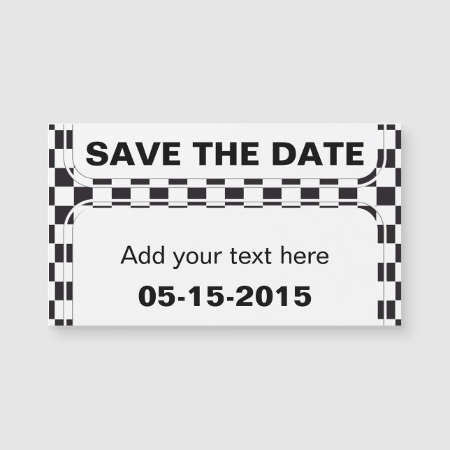 Car Racing / Schachmuster + Ihr Backgr. & Text Magnetkarte (Vorderseite)