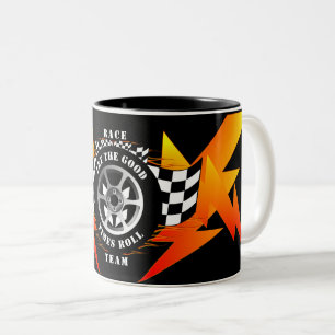 Car Racing Team Scheckte Flag Sportdesign Cool Zweifarbige Tasse