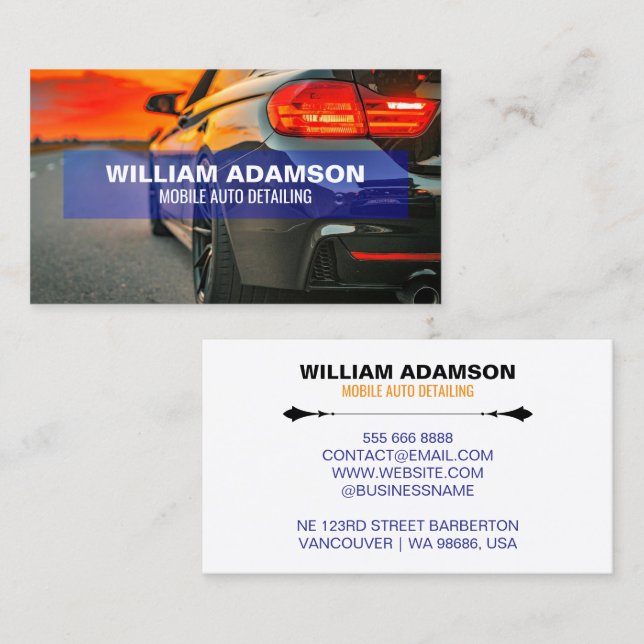 Car Sales, Auto Repair, Mobile Auto Detailing  Visitenkarte (Vorne/Hinten)