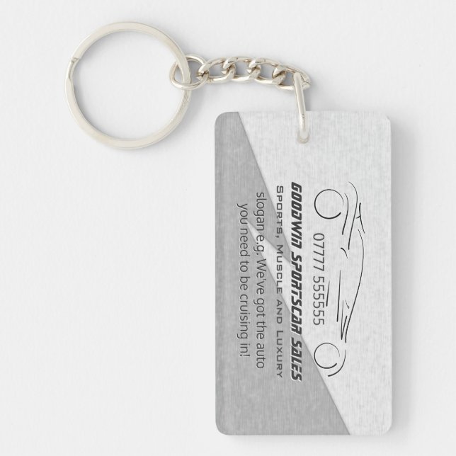 Car Sales Marketing Giveaway - Silbersportwagen Schlüsselanhänger (Vorderseite)