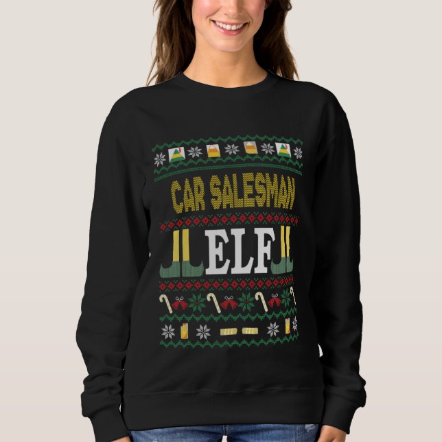 Car Salesman Elf  Christmas Sweatshirt (Vorderseite)