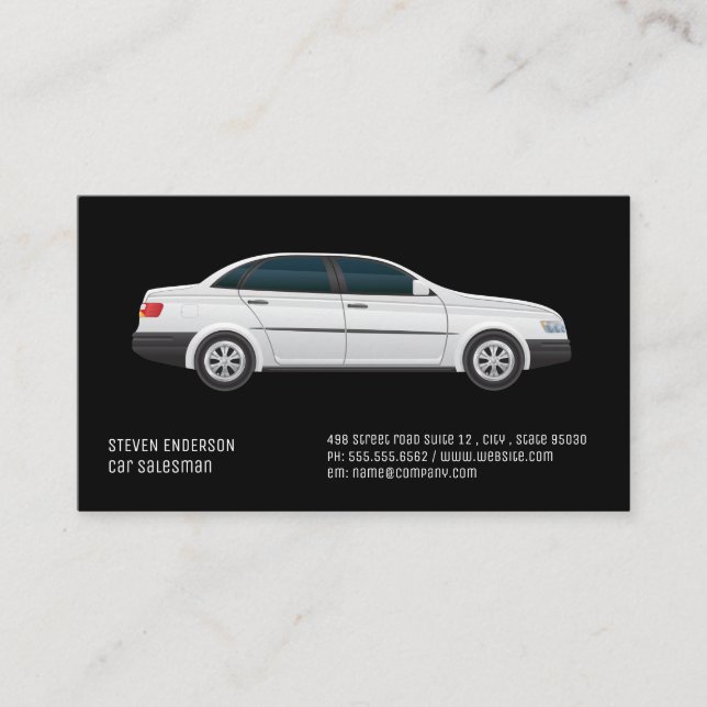 Car Salesman | White Car Icon Business Card Visitenkarte (Vorderseite)
