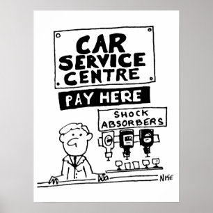 Car Service Center Mechanik und Stoßdämpfer Poster