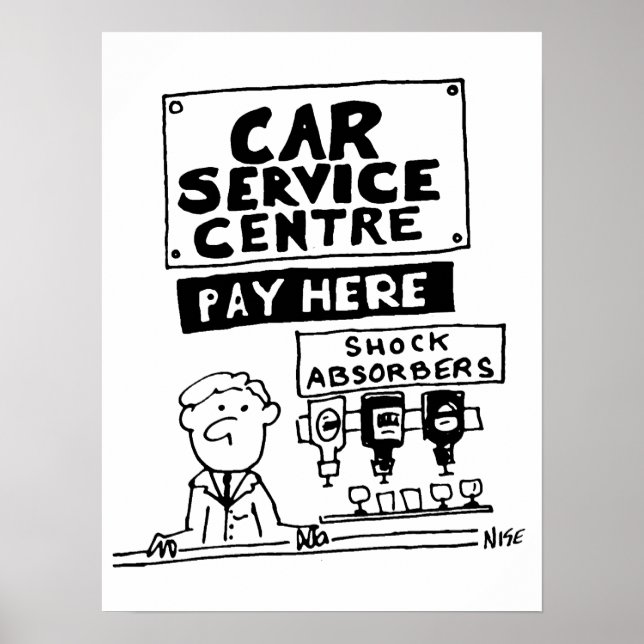 Car Service Center Mechanik und Stoßdämpfer Poster (Vorne)