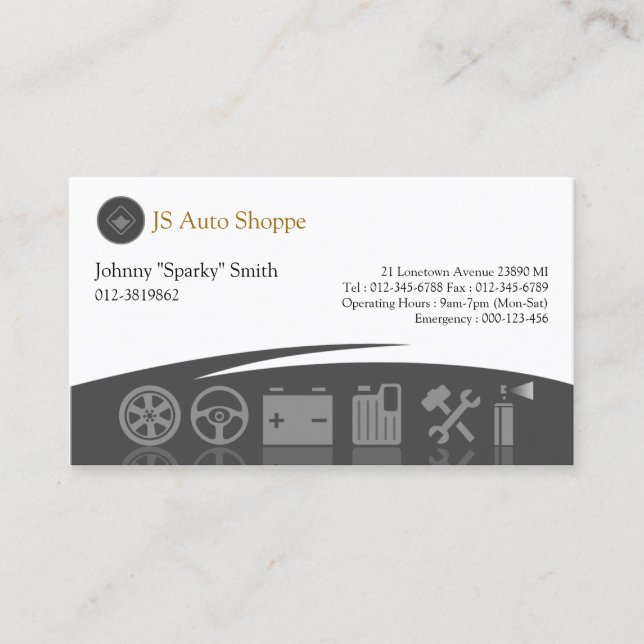 Car Service Icons Black Business Card Visitenkarte (Vorderseite)
