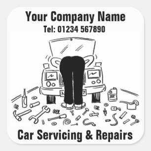 Car Servicing & Repairs Business-Aufkleber Quadratischer Aufkleber