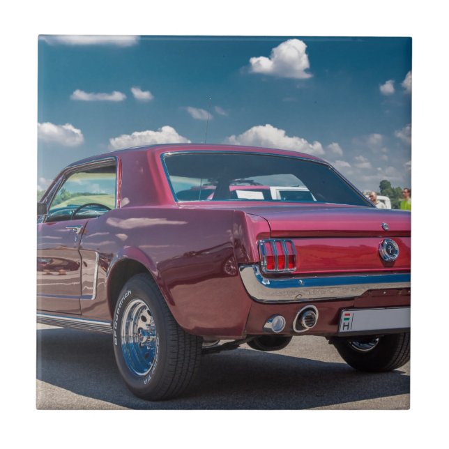 Car Sports Mustang Red Muscle Motor Gears Metal Fliese (Vorderseite)