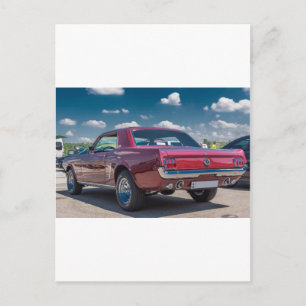 Car Sports Mustang Red Muscle Motor Gears Metal Postkarte