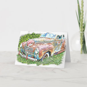 Car Vintag Rustic Car Jeden Anlaß Grußkarte Karte